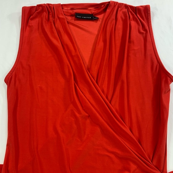 The Limited Wrap Shirt Orange Red Dressy Sleeveless Belted Shirt ~ Size S - Picture 3 of 10